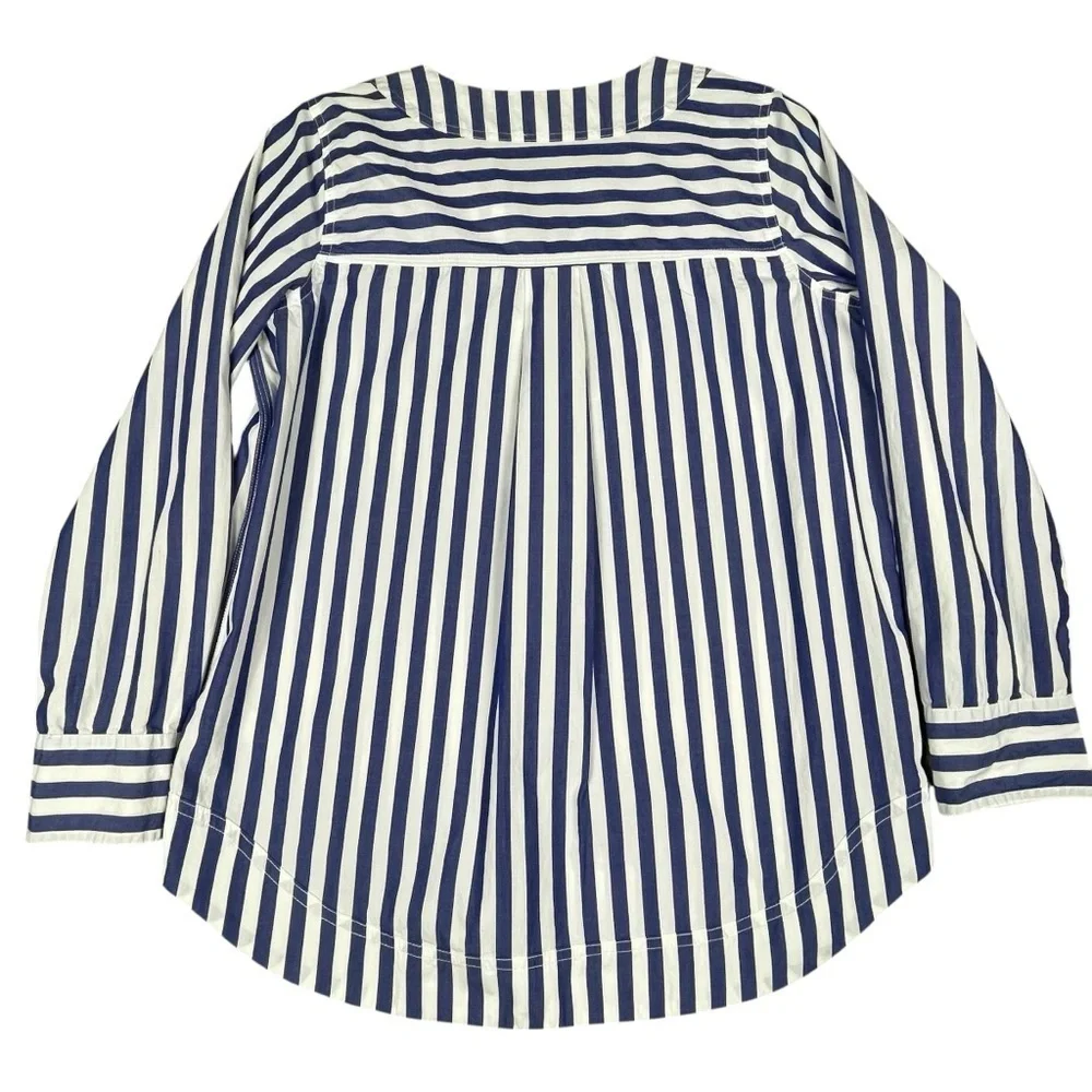 J. Crew Blue & White Striped Classic Preppy Nautical Summer Pop Over Tunic - XS